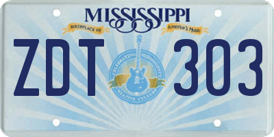 MS license plate ZDT303