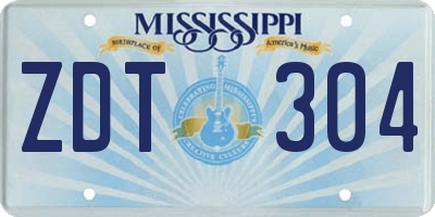 MS license plate ZDT304