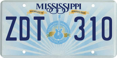 MS license plate ZDT310