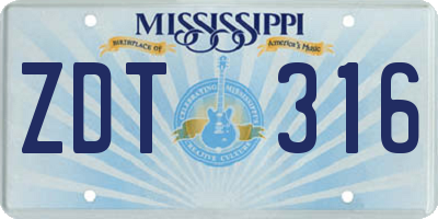 MS license plate ZDT316