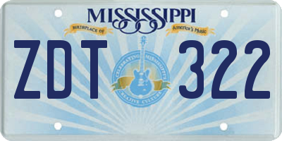 MS license plate ZDT322