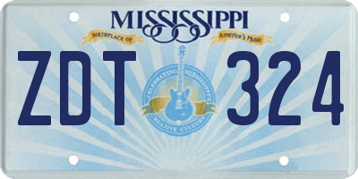 MS license plate ZDT324