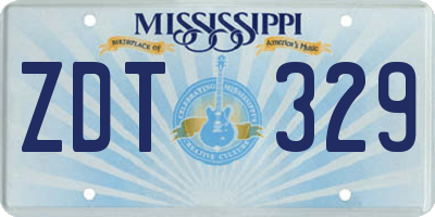 MS license plate ZDT329