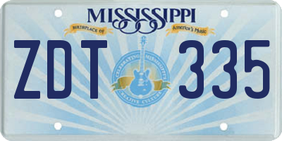 MS license plate ZDT335