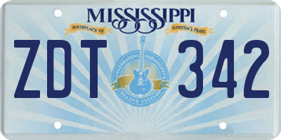 MS license plate ZDT342