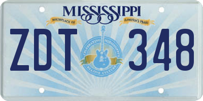 MS license plate ZDT348
