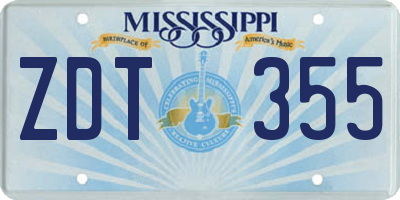 MS license plate ZDT355