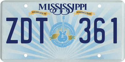 MS license plate ZDT361