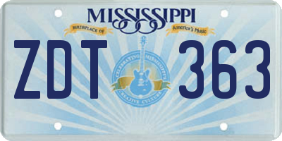 MS license plate ZDT363