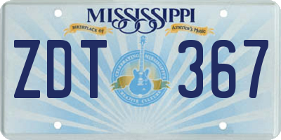 MS license plate ZDT367