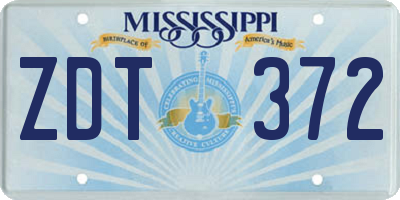 MS license plate ZDT372