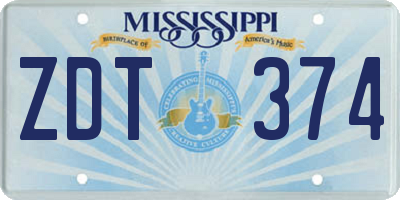 MS license plate ZDT374
