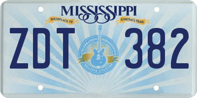 MS license plate ZDT382