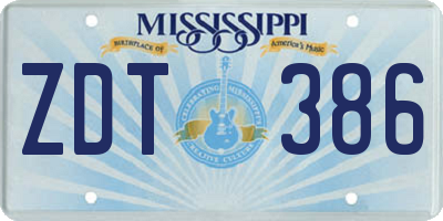 MS license plate ZDT386