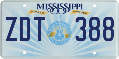 MS license plate ZDT388