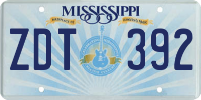 MS license plate ZDT392
