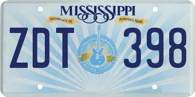 MS license plate ZDT398