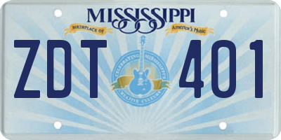 MS license plate ZDT401