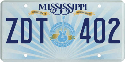MS license plate ZDT402