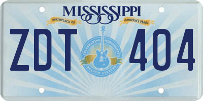MS license plate ZDT404