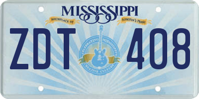 MS license plate ZDT408
