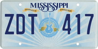 MS license plate ZDT417