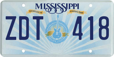 MS license plate ZDT418