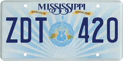 MS license plate ZDT420