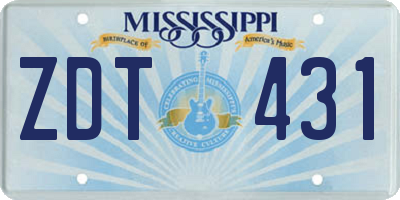 MS license plate ZDT431