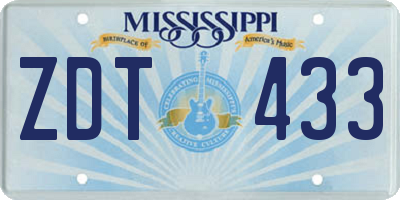 MS license plate ZDT433