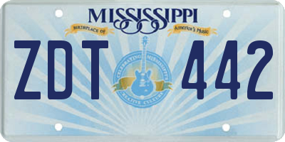 MS license plate ZDT442