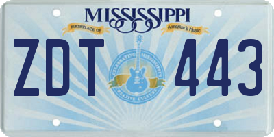 MS license plate ZDT443