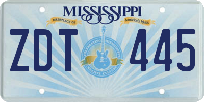 MS license plate ZDT445