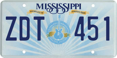 MS license plate ZDT451