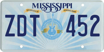 MS license plate ZDT452