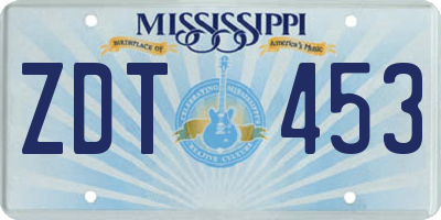 MS license plate ZDT453