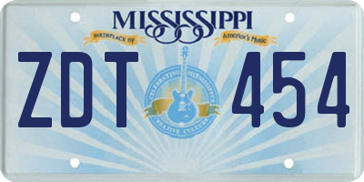 MS license plate ZDT454