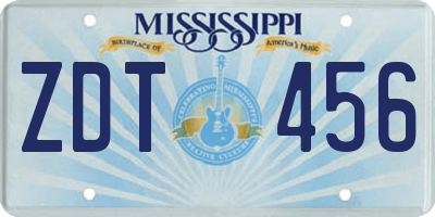 MS license plate ZDT456