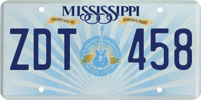 MS license plate ZDT458