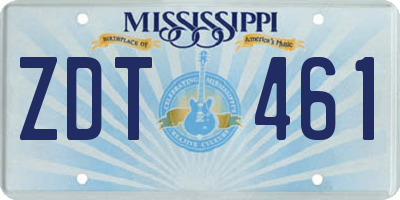 MS license plate ZDT461