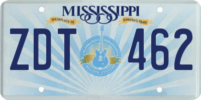 MS license plate ZDT462