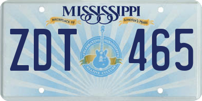 MS license plate ZDT465