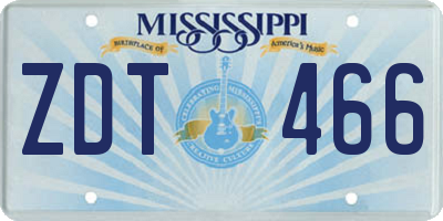 MS license plate ZDT466