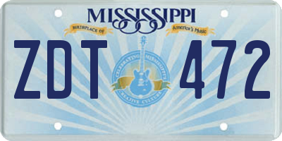 MS license plate ZDT472