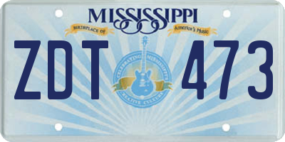 MS license plate ZDT473