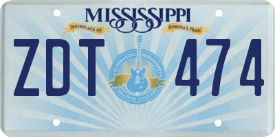 MS license plate ZDT474