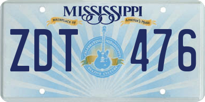 MS license plate ZDT476