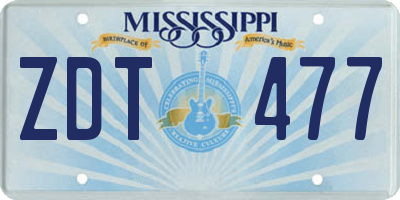 MS license plate ZDT477