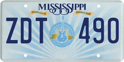 MS license plate ZDT490