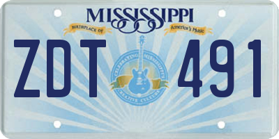 MS license plate ZDT491
